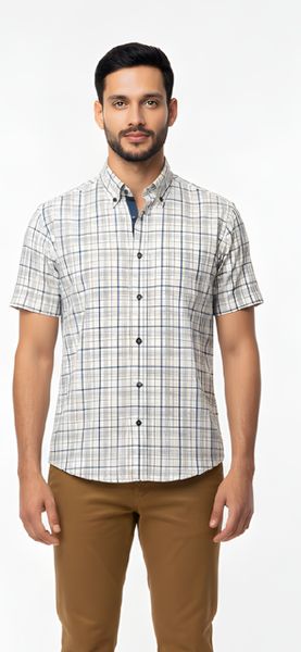 DRIFTERS SHORT SLEEVE GREY BLUE CHECK 161-14026 S/S