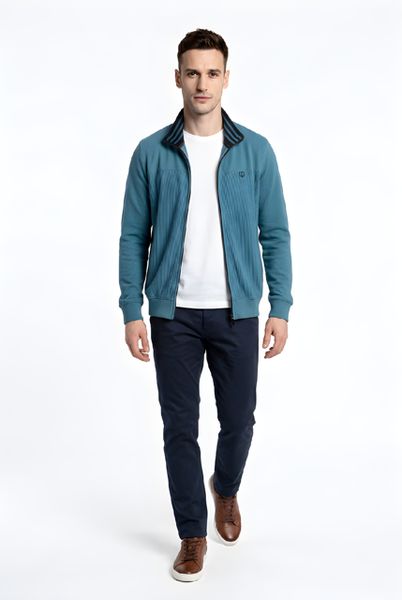 KESSLER FULL ZIP WITH RIB DETAIL90036-PETROL