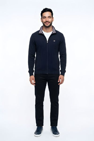 KESSLER FULL ZIP WITH RIB DETAIL 90036-NAVY