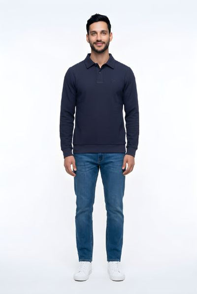 POLO SWEATER SHIRT L/S 55388-NAVY