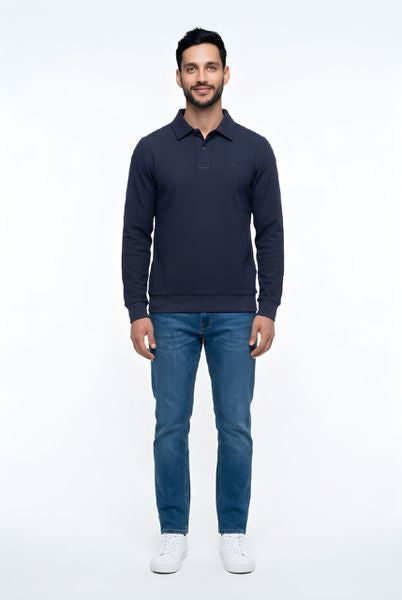 POLO SWEATER SHIRT L/S 55388-NAVY