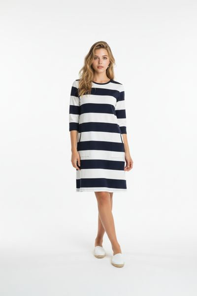 S'QUESTO SHORT DRESS LONG SLEEVE 6191-505697-WHITE NAVY