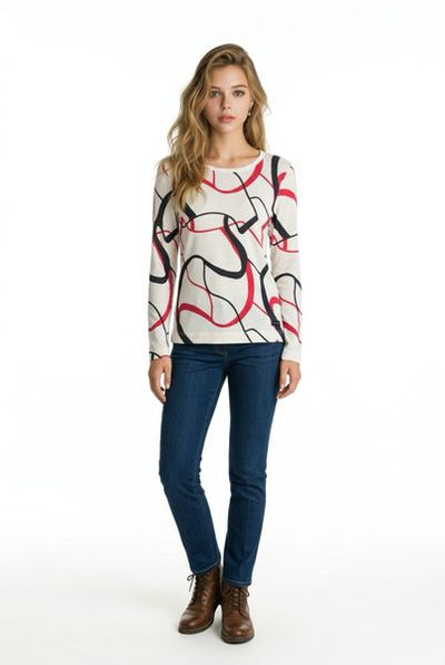 S'QUESTO  PRINTED KNIT T0P 3/4 SLEEVE 6920-505694