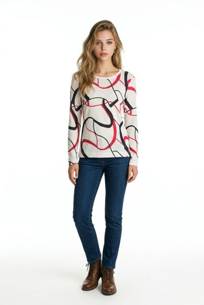 S'QUESTO  PRINTED KNIT T0P 3/4 SLEEVE 6920-505694
