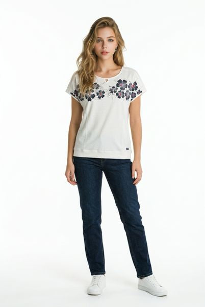 S'QUESTO PRINTED T-SHIRT S/S 6180-505780-WHITE NAVY