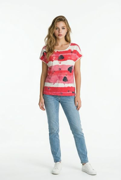 S'QUESTO PRINTED T-SHIRT S/S 6180-505700-WHITE RED