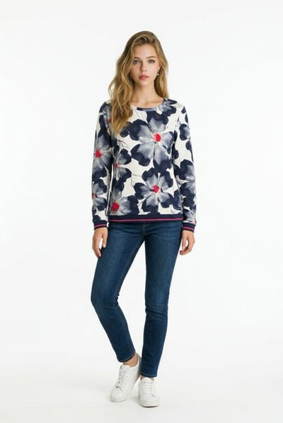 S'QUESTO PRINTED LIGHT SWEATSHIRT 6210-505761-WHITE NAVY