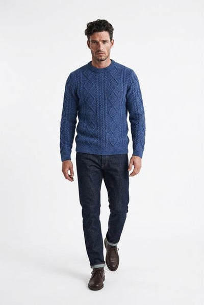 DEERPARK DONEGAL ARAN CREW FW25SC2-DARK BLUE