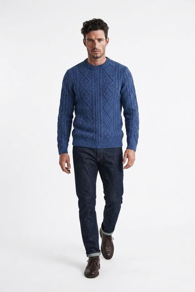 DEERPARK DONEGAL ARAN CREW FW25SC2-DARK BLUE