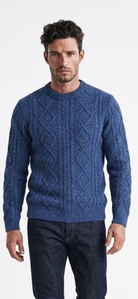 DEERPARK DONEGAL ARAN CREW FW25SC2-DARK BLUE