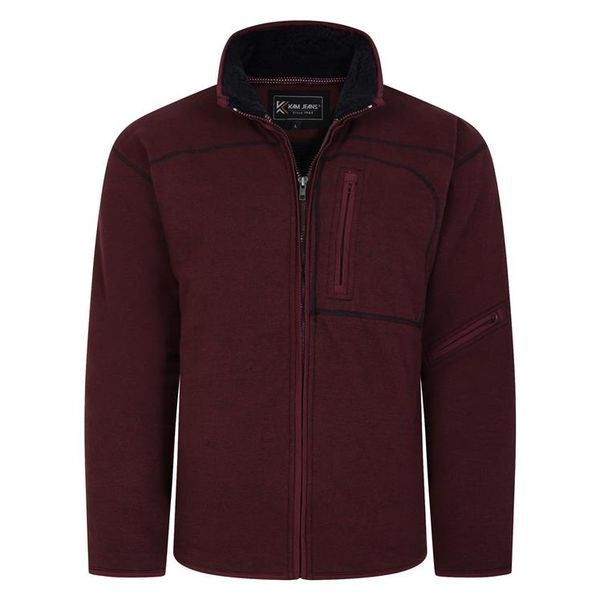 KAM ZIP THROUGH SHERPA TOP KBS 7063-BURGANDY BIG MAN