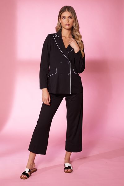 KATE COOPER BLACK TROUSER SUIT WITH PIPE KCS24147 / 48