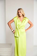 WRAP BUST DRESS WITH FRILL KCS26154-LIME