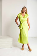 WRAP BUST DRESS WITH FRILL KCS26154-LIME