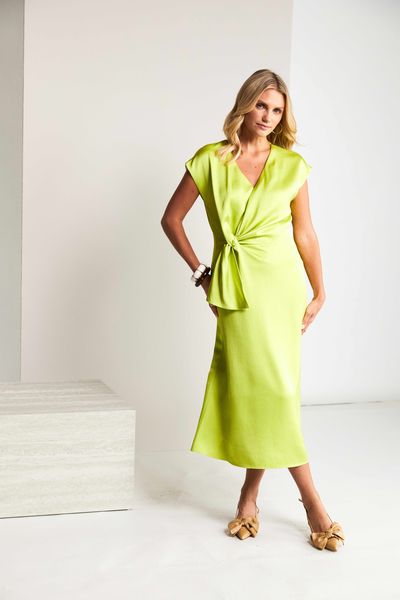 WRAP BUST DRESS WITH FRILL KCS26154-LIME