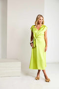 WRAP BUST DRESS WITH FRILL KCS26154-LIME