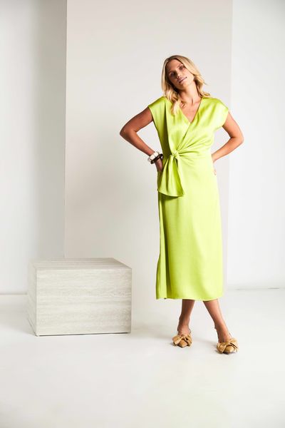 WRAP BUST DRESS WITH FRILL KCS26154-LIME