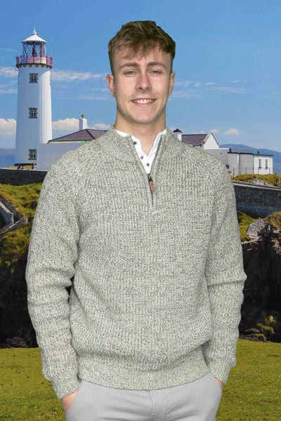 WOOL MIX CHUNKY 1/4 ZIP VIS-0474-OATMEAL