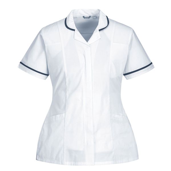 CLASSIC WORK TUNIC STRETCH LW17-WHITE NAVY