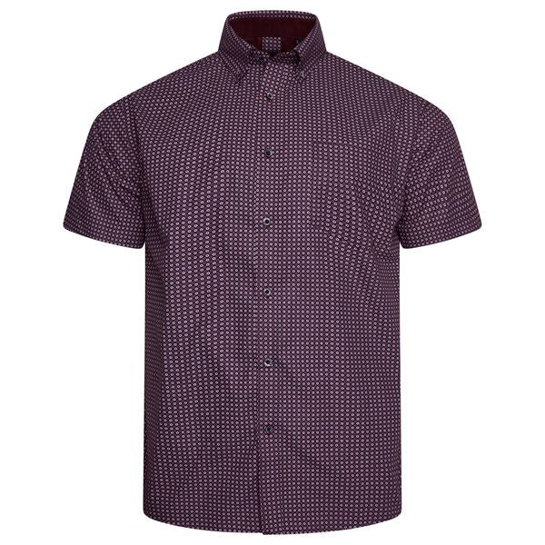 KAM GEOMETRIC SHIRT S/S KBS 6360-WINE BIG MAN