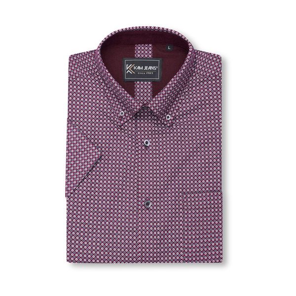 KAM GEOMETRIC SHIRT S/S KBS 6360-WINE BIG MAN
