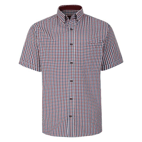 KAM CHECK SHIRT S/S KBS 6287-WINE BIG MAN