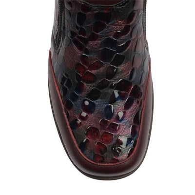 SOFTMODE OAKLAND TWIN ZIP CROC FLAT 6643    2E-WINE