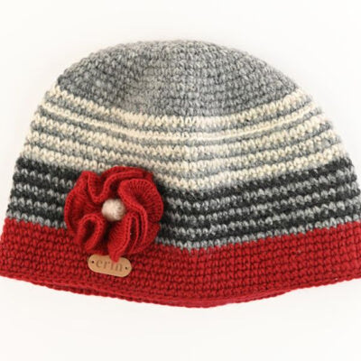 ERIN CROCHET HAT WITH FLOWER PK1521-RED