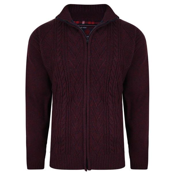 ZIP THROUGH LINED CARDIGAN KBS 77-BURGANDY BIG MAN