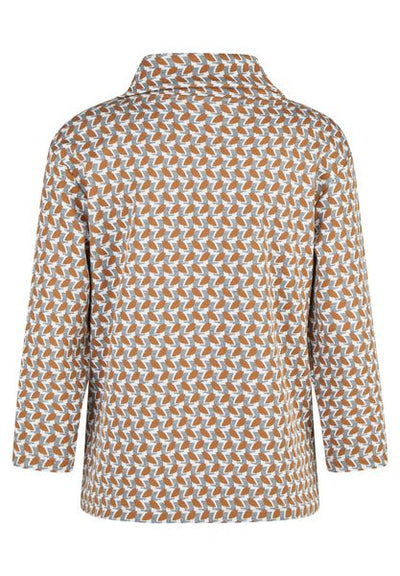 RABE TOP COWL NECK L/S TAN PATTERN 57-121354