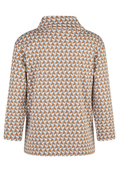 RABE TOP COWL NECK L/S TAN PATTERN 57-121354
