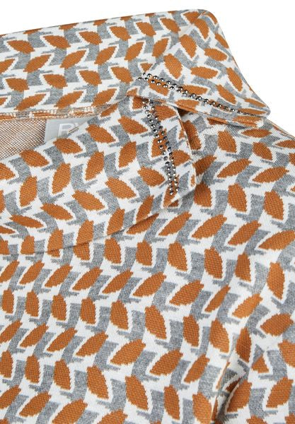 RABE TOP COWL NECK L/S TAN PATTERN 57-121354