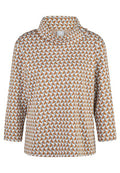 RABE TOP COWL NECK L/S TAN PATTERN 57-121354