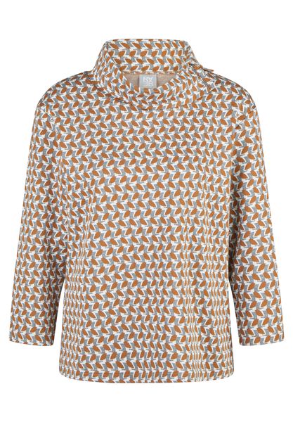 RABE TOP COWL NECK L/S TAN PATTERN 57-121354