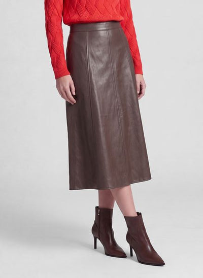 RABE BROWN PLEATHER SKIRT 57-122143