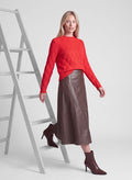 RABE BROWN PLEATHER SKIRT 57-122143