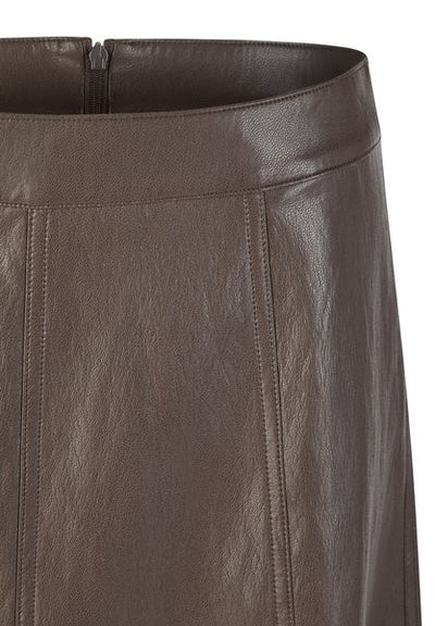 RABE BROWN PLEATHER SKIRT 57-122143
