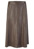 RABE BROWN PLEATHER SKIRT 57-122143