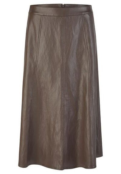 RABE BROWN PLEATHER SKIRT 57-122143
