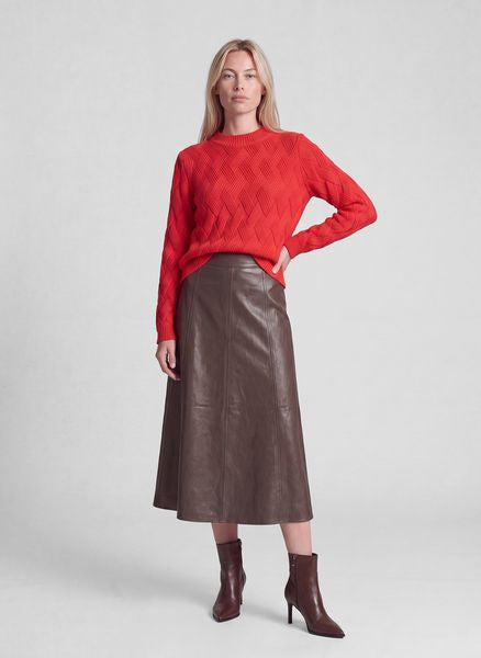 RABE BROWN PLEATHER SKIRT 57-122143