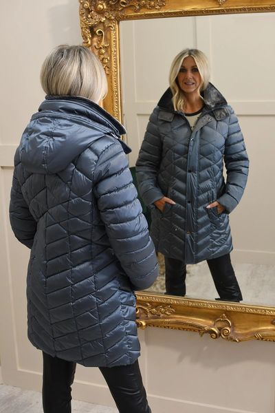 LEBEK ZIPPED QUITED HOODED 30460052-BLUE