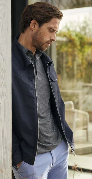 PERTH COTTON CASUAL SHORT JACKET 154-80661-NAVY