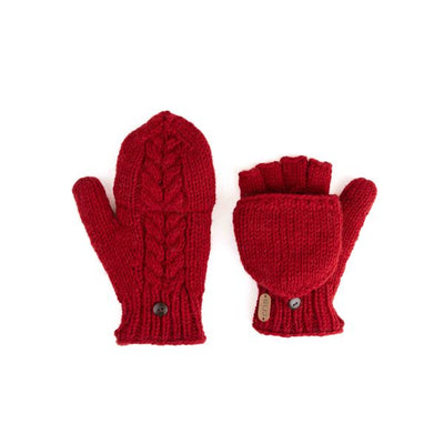 ERIN ARAN CABLE MITTENS PK927-RED