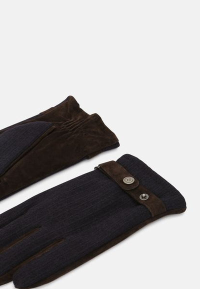 BUGATTI LEATHER KNIT GLOVE 21145-NAVY