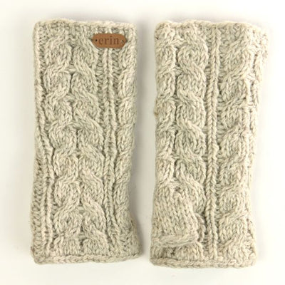 ERIN ARAN CABLE HANDWARMERS PK927-OATMEAL