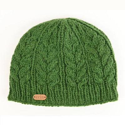 ARAN CABLE PULL ON HAT  PK927-GREEN