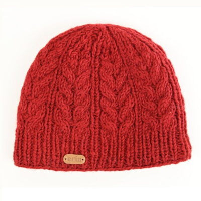 ARAN CABLE PULL ON HAT  PK927-RED
