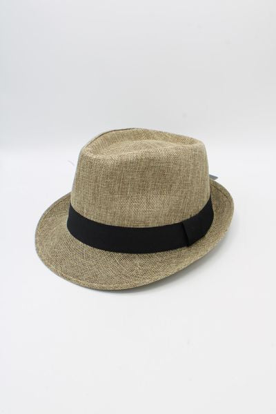 STRAW FEDORA BLACK RIBBON 12835