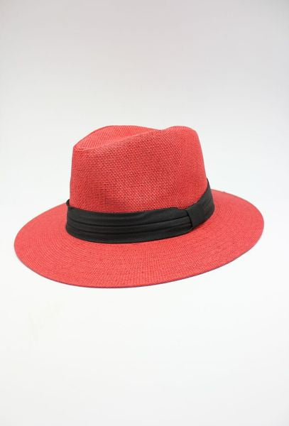 PAPER WIDE BRIM BLK RIBBON 1257 HOLO-RED