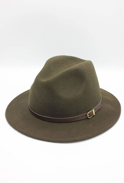 WOOL FEDORA LEATHER BELT ART02 HOLO-KHAKI